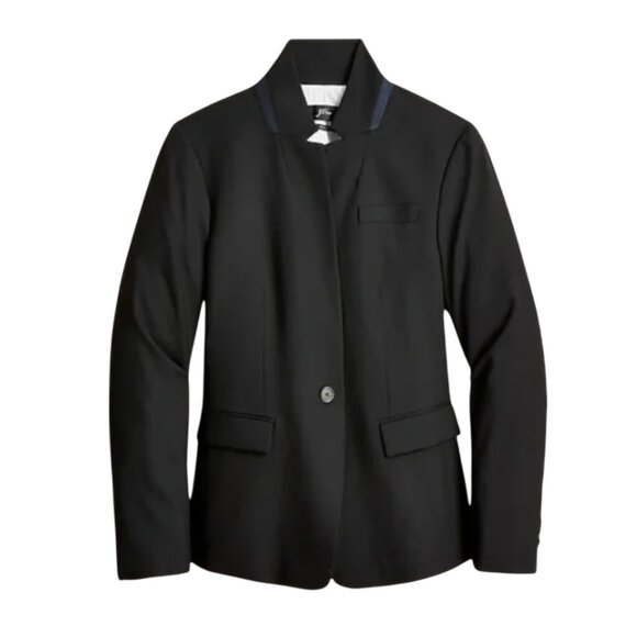 NWT JCrew Regent Blazer Jacket Womens 4 Black Wool Flannel B0323 Long Sleeve NEW - Picture 1 of 12
